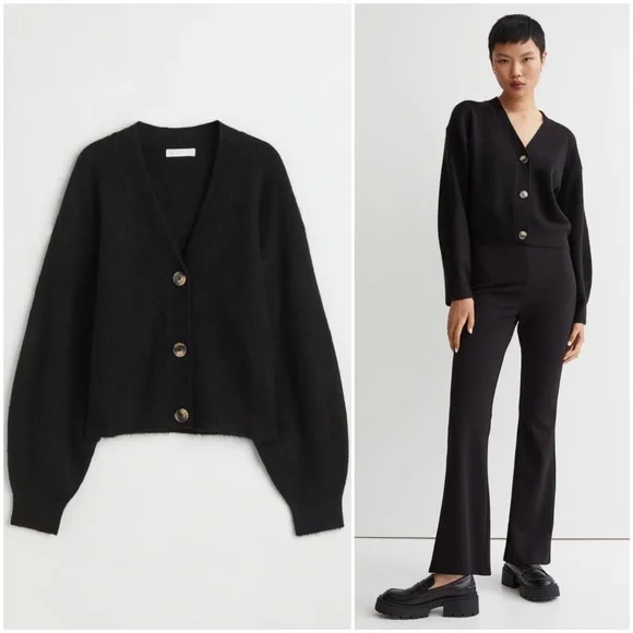 Black V-Neck Cardigan - Picture 1 of 9